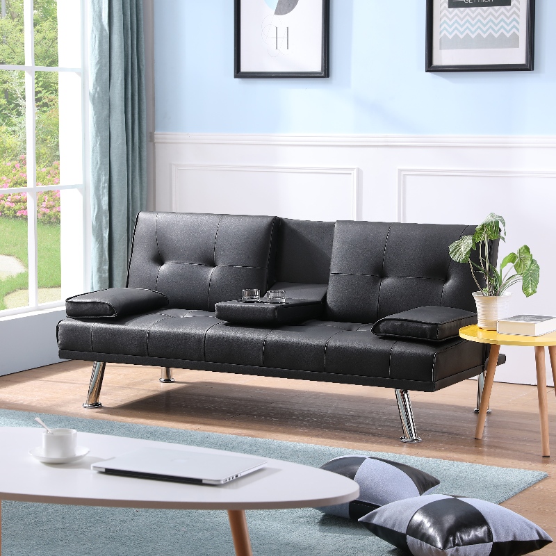 مصفرة من جلد الأريكة الأريكة الأريكة أريكة مع سرير أريكة قابلة للطي كوب